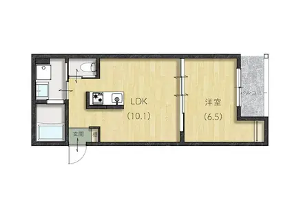 LIEN小山(1LDK/1階)の間取り写真