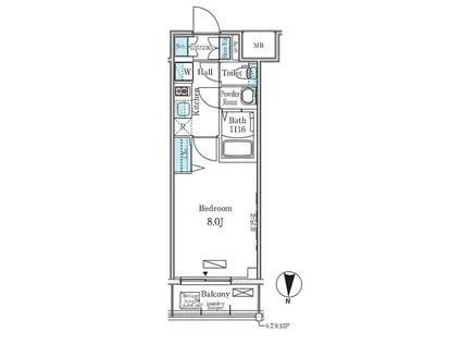 ディームス東陽町II(1K/6階)の間取り写真