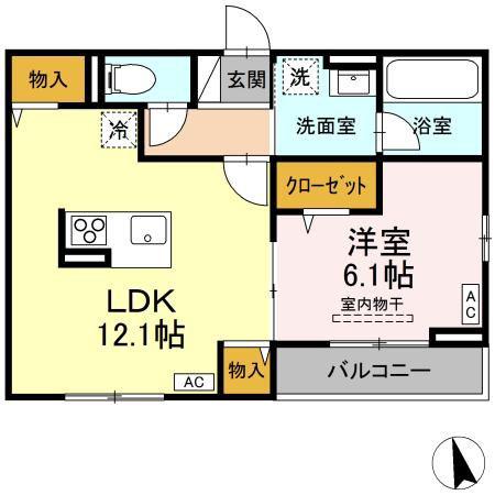 D-ROOM野田町(1LDK/3階)の間取り写真