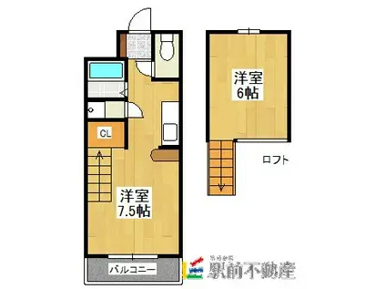 SHANT上津A棟(ワンルーム/1階)の間取り写真