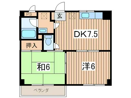 パブリック レジデンス(2DK/3階)の間取り写真