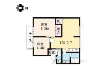 サンライフ上蔵A・B(2LDK/1階)の間取り写真