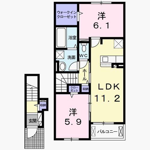 シオン III(2LDK/2階)の間取り写真