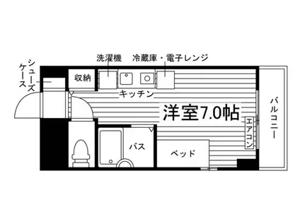 ユニエトワール岡山医大東(ワンルーム/2階)の間取り写真