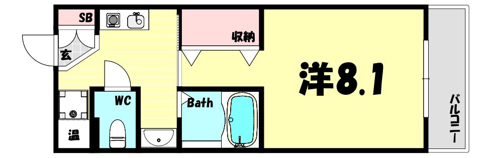 ハーヴィス神戸(1K/5階)の間取り写真