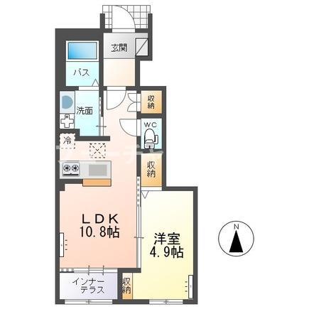 メゾンド・ソレイユ(1LDK/1階)の間取り写真