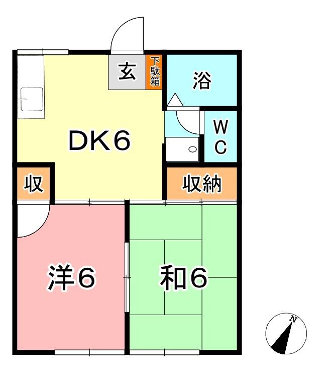 宮原コーポ大橋(2DK/1階)の間取り写真