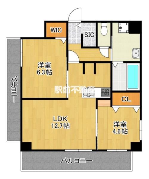 MODERN ASPIRATION 博多(2LDK/5階)の間取り写真