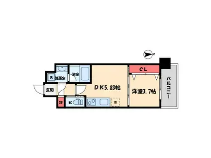 プレジオ難波(1DK/13階)の間取り写真