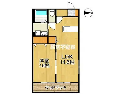 リーフ白壁(1LDK/1階)の間取り写真