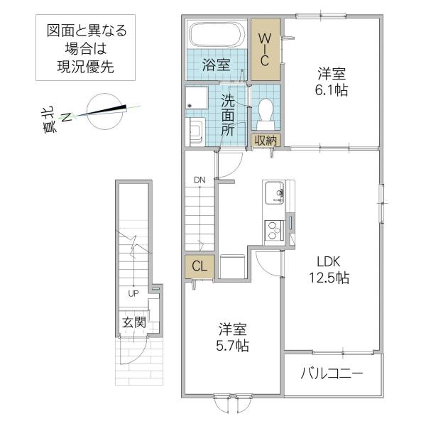 シェノンV(2LDK/2階)の間取り写真