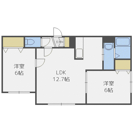 ハピネス西宮の沢(2LDK/2階)の間取り写真