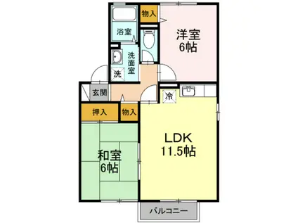 セジュールNANBA(2LDK/2階)の間取り写真