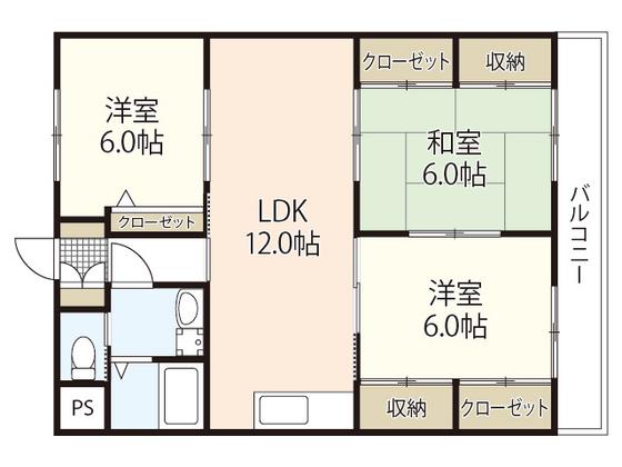エソール西本(3LDK/1階)の間取り写真