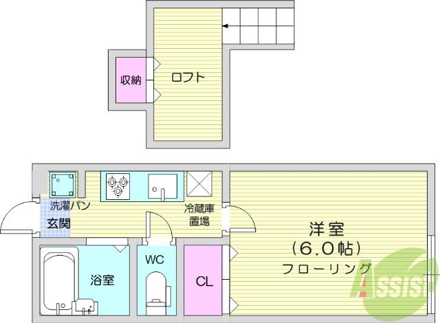 アーバンシティ長命ヶ丘(1K/1階)の間取り写真