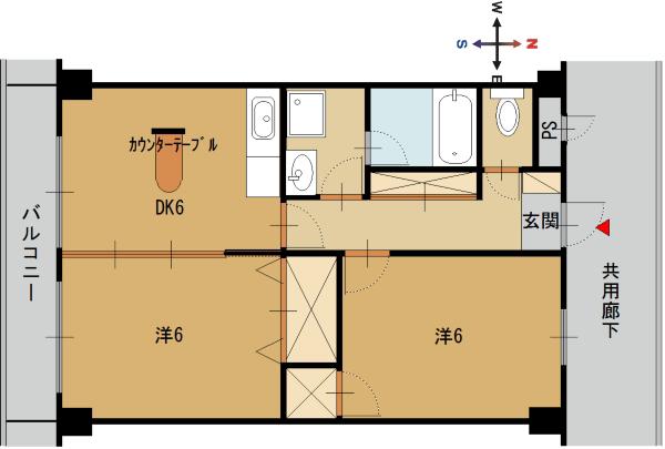 モンセーヌ631(2DK/3階)の間取り写真