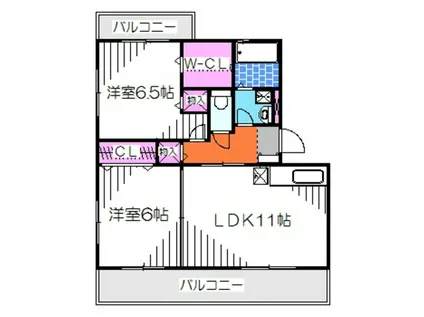 カトル中モズ(2LDK/2階)の間取り写真