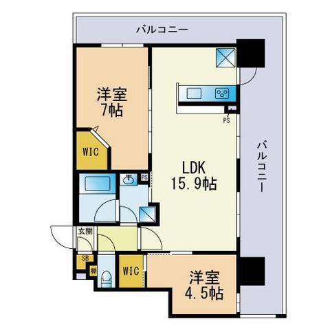 シェミネ高宮通(2LDK/3階)の間取り写真