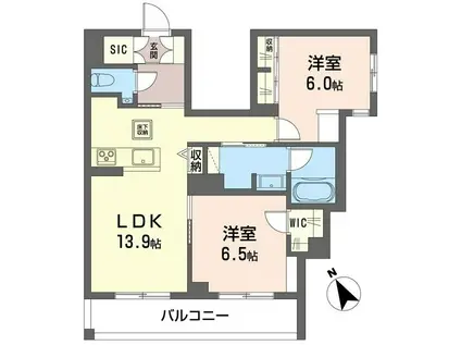 ウィステリアガーデン(2LDK/1階)の間取り写真