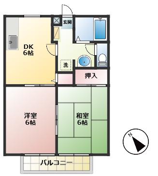 モンブランソレジオ A棟(2DK/1階)の間取り写真
