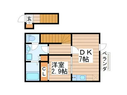 RACHELII(1DK/2階)の間取り写真