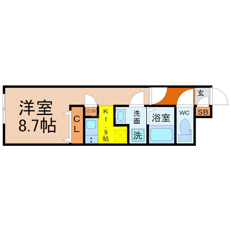 QUADOR今池イースト(1K/1階)の間取り写真