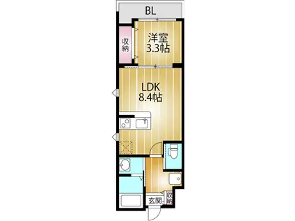 LUANA(1LDK/3階)の間取り写真