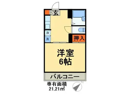 マリンハイツ(1K/1階)の間取り写真