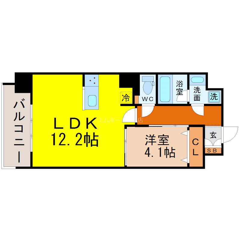 ルーエ池下(1LDK/6階)の間取り写真