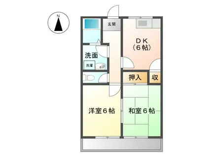 アップルガーデン(2DK/2階)の間取り写真