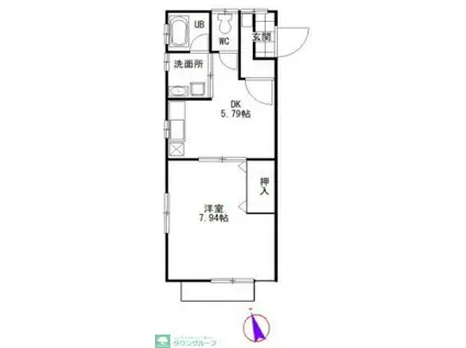 モトハウス(1DK/2階)の間取り写真