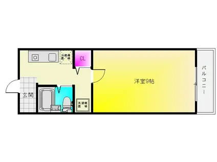 ベルハイム八尾(1K/3階)の間取り写真