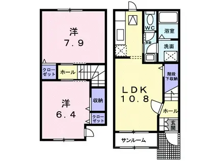 ムーンダスト(2LDK/2階)の間取り写真