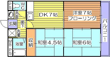 三番町マンション(3DK/8階)の間取り写真