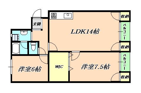 ダイヤハイツ高丸(2LDK/3階)の間取り写真