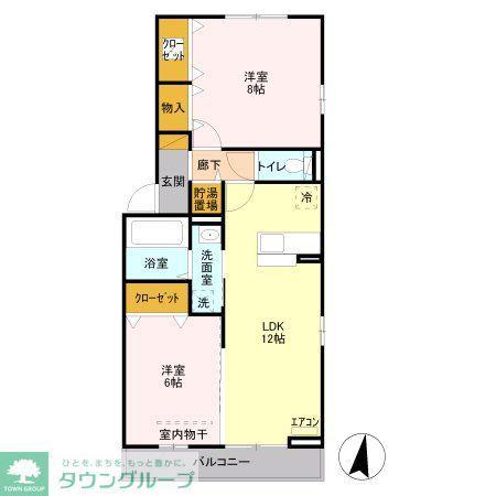 レイディアント(2LDK/2階)の間取り写真