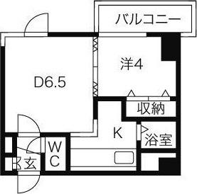 ラフォーレ円山公園(1DK/7階)の間取り写真