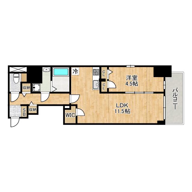 S-RESIDENCE阿波座BOUNCY(1LDK/4階)の間取り写真