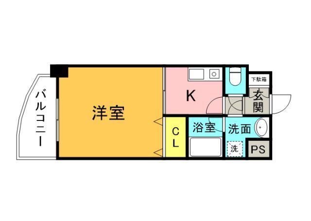 プロヴァンス十日市(1K/7階)の間取り写真