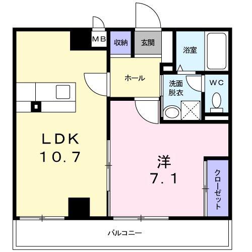 フリーデ中央1番館(1LDK/1階)の間取り写真