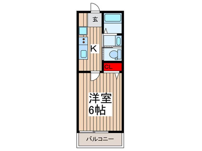 ESPACIO芝B(1K/1階)の間取り写真