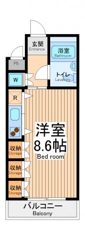 JR横浜線 淵野辺駅 徒歩2分 5階建 築23年(ワンルーム/1階)の間取り写真