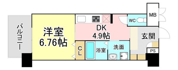 BAY RIDGE (1DK/4階)の間取り写真