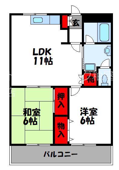 ELLEPALACIO(2LDK/2階)の間取り写真