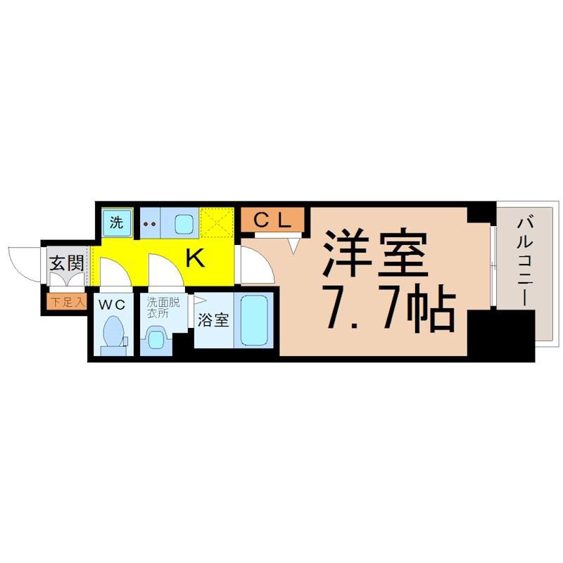 プレサンス東別院駅前II(1K/5階)の間取り写真