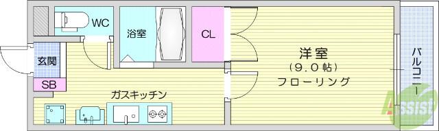 エンブレム桜(1K/1階)の間取り写真