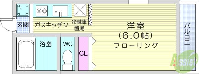 ファインハイツ川内(1K/1階)の間取り写真