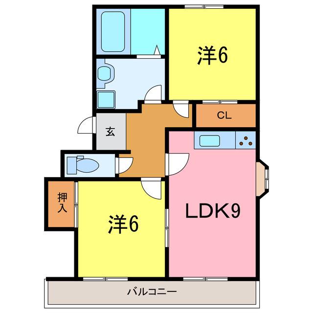 ダイアローグB(2LDK/2階)の間取り写真