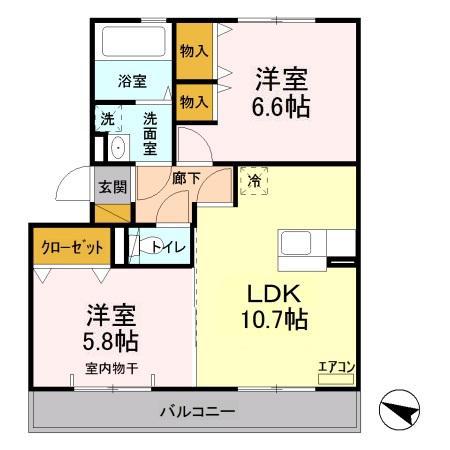 ボヌールおおたかの森I(2LDK/3階)の間取り写真