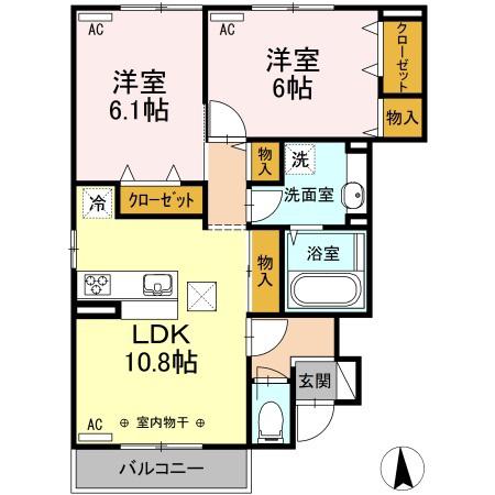 ルピーノ A(2LDK/1階)の間取り写真